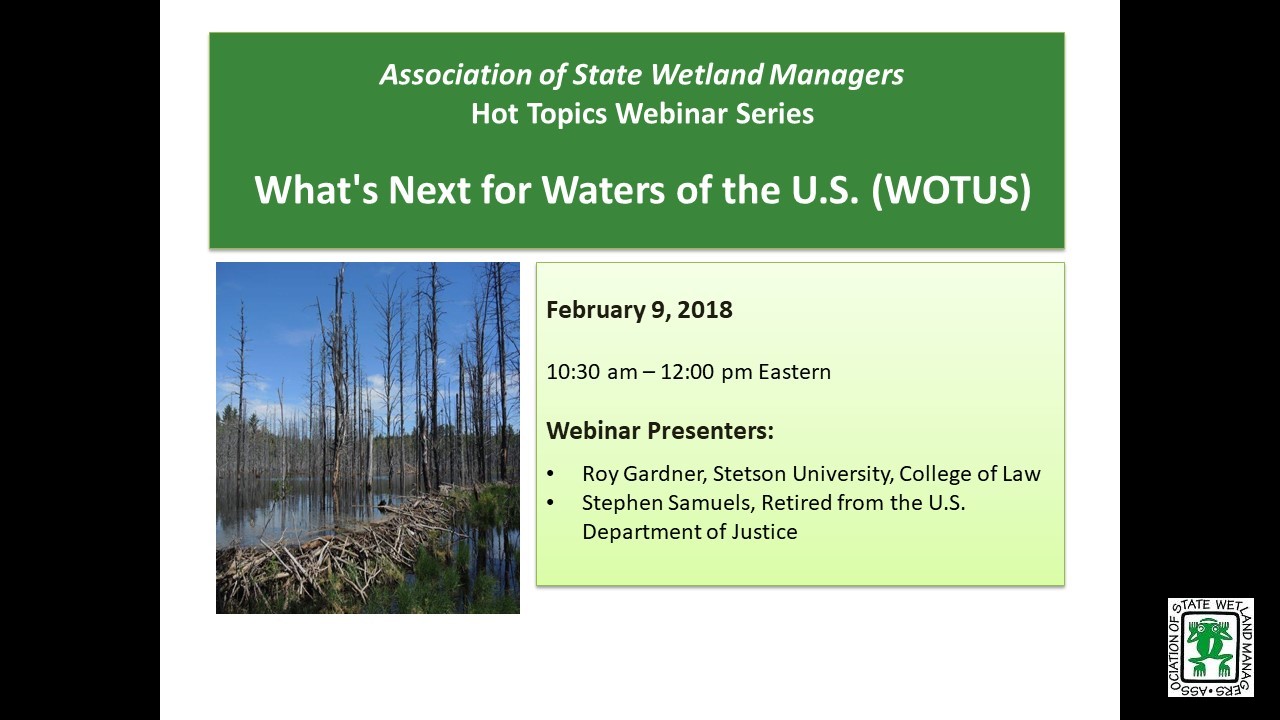 Part 1: Introduction: Jeanne Christie, Association of State Wetland Managers