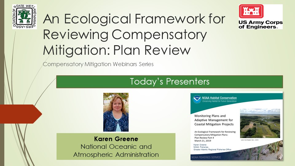 Part 4D: Presenter: Karen Green, National Oceanic and Atmospheric Administration, National Marine Fisheries Service (NOAA Fisheries) 